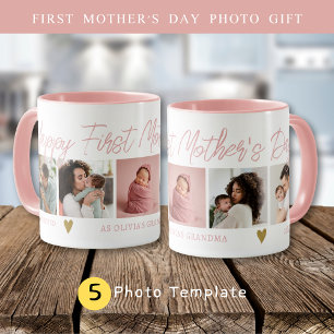 Happy 1st Mothers Day As Grandma 5 Photo Collage Mug