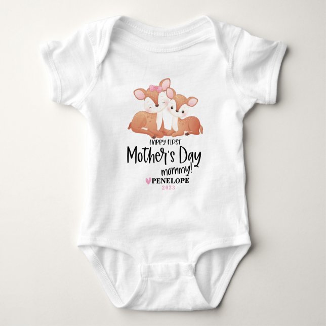 Happy 1st Mothers Day Baby Bodysuit With Name (Front)