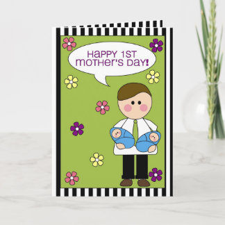 happy 1st mother's day (boy twins) card