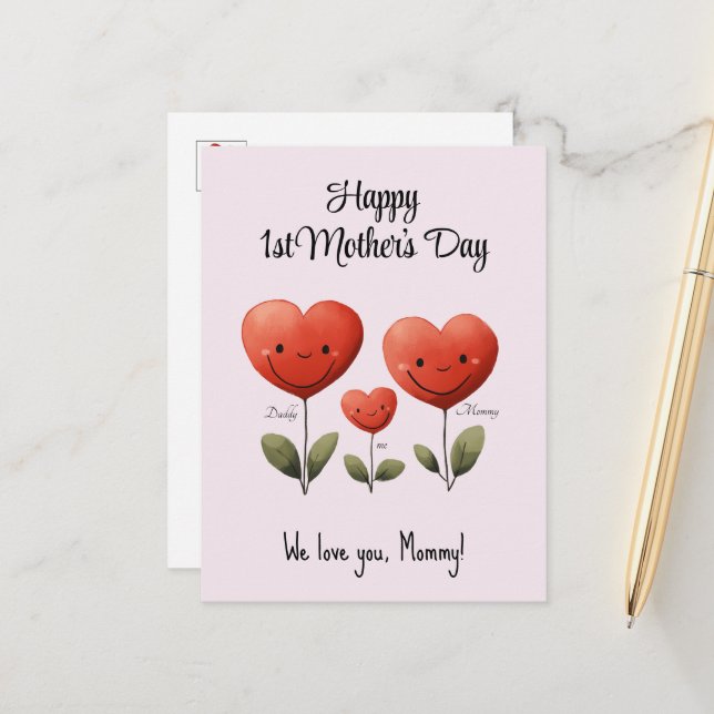 Happy 1st Mother''s Day, Card from Dad & Baby,  (Front/Back In Situ)