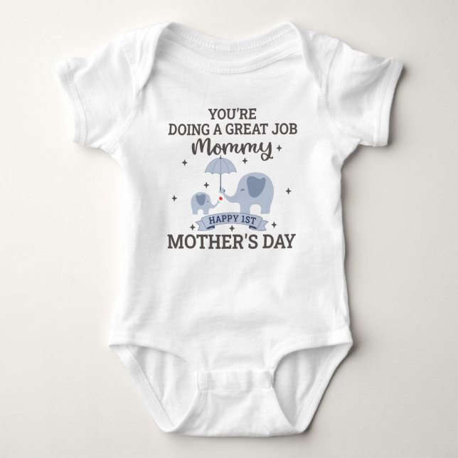 Happy 1st Mother's Day Mom Baby Bodysuit (Front)