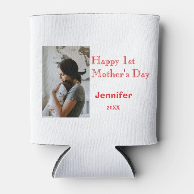 Happy 1st mothers day name photo red yellow year k can cooler (Front)
