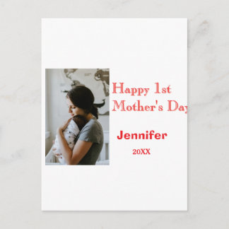 Happy 1st mothers day name photo red yellow year k postcard
