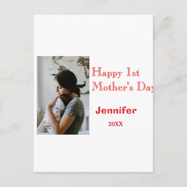 Happy 1st mothers day name photo red yellow year k postcard (Front)