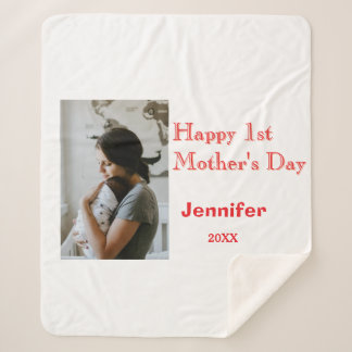 Happy 1st mothers day name photo red yellow year k sherpa blanket