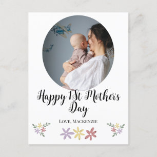 Happy 1St Mother's day simple mum & baby photo Holiday Postcard