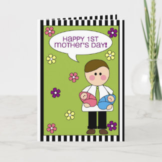 happy 1st mother's day (twins) card