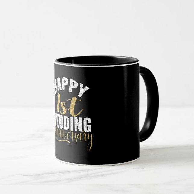 Happy 1st Wedding Anniversary Married Couple Gift Mug (Front Right)