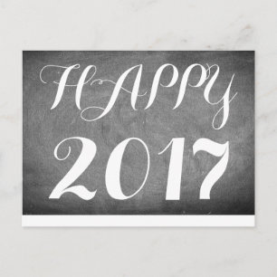 Happy 2017 Handwriting Typography Black White Postcard