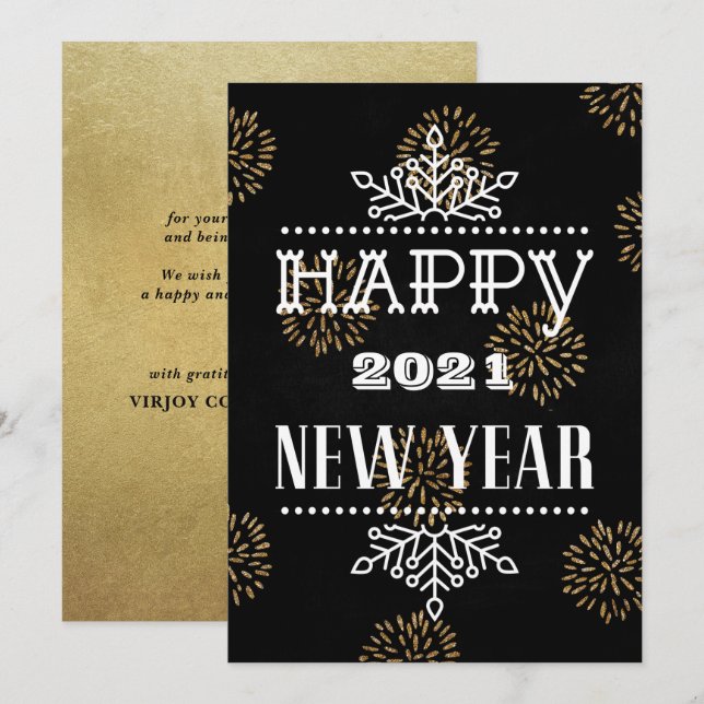 HAPPY 2021 NEW YEAR | Corporate Business Modern Holiday Card (Front/Back)