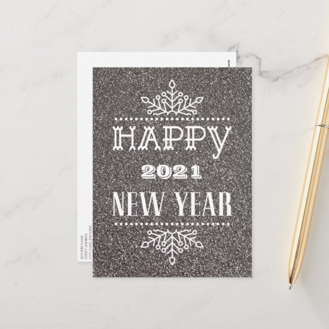 HAPPY 2021 NEW YEAR | Corporate Business Modern Holiday Postcard (Front/Back In Situ)