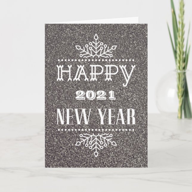 HAPPY 2021 NEW YEAR | Modern Typography Holiday Card (Front)