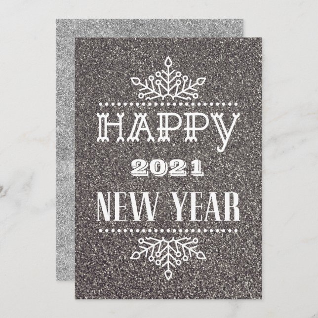HAPPY 2021 NEW YEAR | Modern Typography Holiday Card (Front/Back)