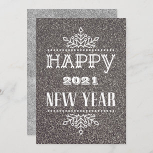 HAPPY 2021 NEW YEAR Modern Typography Holiday Card