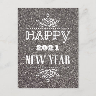 HAPPY 2021 NEW YEAR   Modern Typography Holiday Postcard