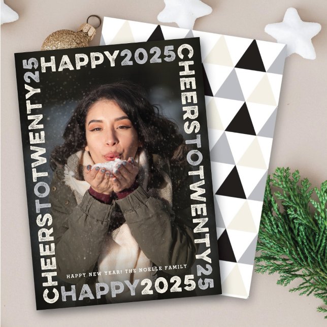 Happy 2025 Blocks Frame Typography New Year Photo Holiday Card (Happy 2025 Blocks Frame Typography New Year Photo Holiday Card @ fat_fa_tin)