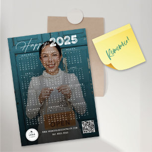 Happy 2025 Calendar New Year Photo Magnetic Card