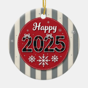 Happy 2025 Christmas Ceramic Tree Decoration