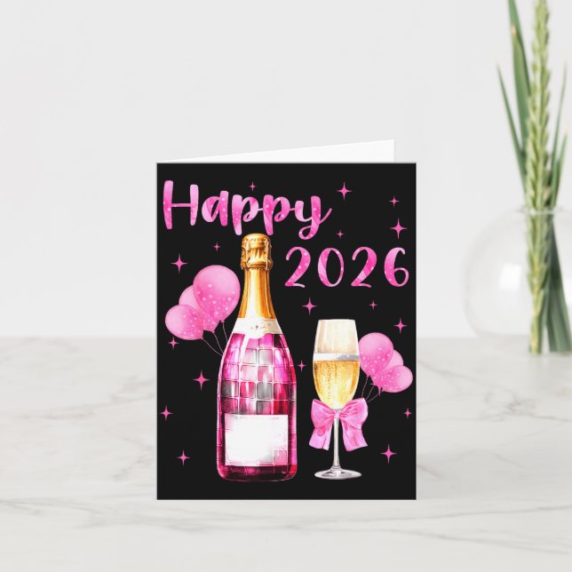 Happy 2026 Cheers To A New Year 2026 Champagne Coq Card (Front)
