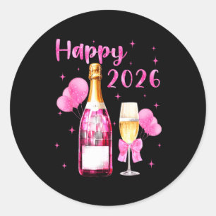 Happy 2026 Cheers To A New Year 2026 Champagne Coq Classic Round Sticker