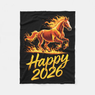 Happy 2026 Year Of The Horse Chinese Zodiac New Ye Fleece Blanket