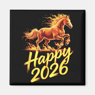 Happy 2026 Year Of The Horse Chinese Zodiac New Ye Magnet