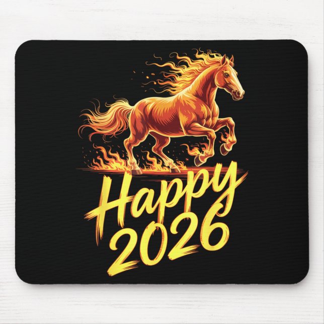 Happy 2026 Year Of The Horse Chinese Zodiac New Ye Mouse Pad (Front)