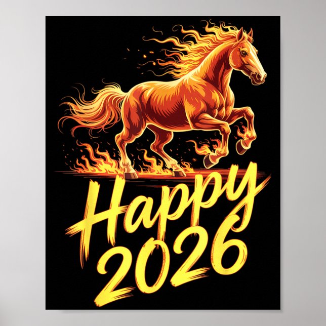 Happy 2026 Year Of The Horse Chinese Zodiac New Ye Poster (Front)