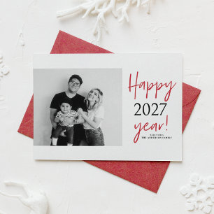 Happy 2027 Modern Typography Photo New Year Holiday Card