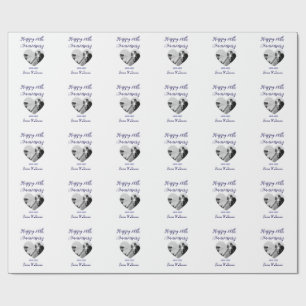 Happy 20t anniversary heart photo purple year name wrapping paper