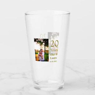 Happy 20th anniversary add couple name date golden glass