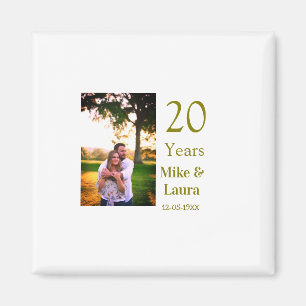 Happy 20th anniversary add couple name date golden magnet