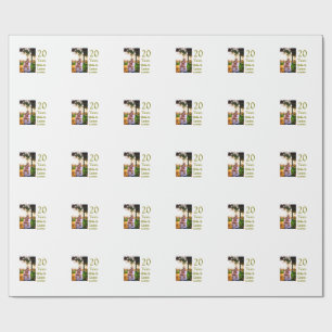 Happy 20th anniversary add couple name date golden wrapping paper