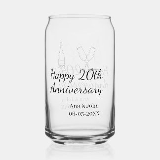 Happy 20th anniversary champagne bottle glass name