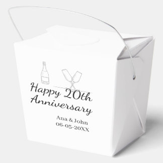 Happy 20th anniversary champagne bottle glass name favour box