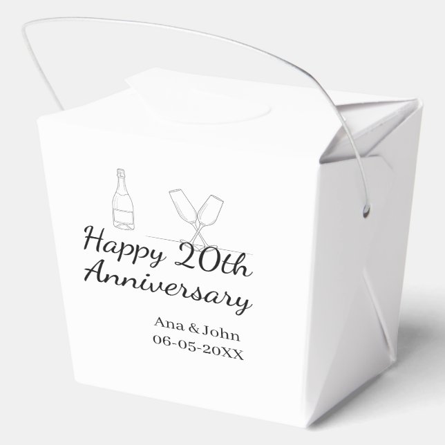 Happy 20th anniversary champagne bottle glass name favour box (Back)