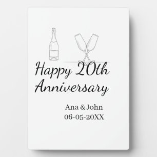 Happy 20th anniversary champagne bottle glass name plaque