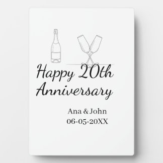 Happy 20th anniversary champagne bottle glass name plaque