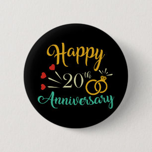 Happy 20th Anniversary Matching Couples 20th Anniv 6 Cm Round Badge