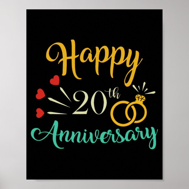 Happy 20th Anniversary Matching Couples 20th Anniv Poster (Front)