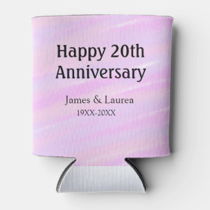 Happy 20th anniversary pink purple pastel name bol can cooler