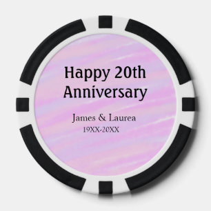 Happy 20th anniversary pink purple pastel name bol poker chips