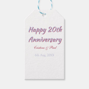 Happy 20th anniversary PURPLE MARON WEDDING NAME Gift Tags