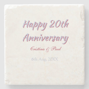Happy 20th anniversary PURPLE MARON WEDDING NAME Stone Coaster
