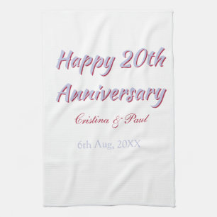 Happy 20th anniversary PURPLE MARON WEDDING NAME Tea Towel