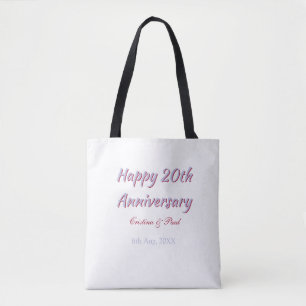 Happy 20th anniversary PURPLE MARON WEDDING NAME Tote Bag