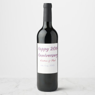 Happy 20th anniversary PURPLE MARON WEDDING NAME Wine Label