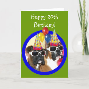 Happy 20th Birthday boxers greeting card