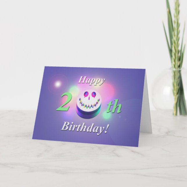 Happy 20th Birthday Cake Card (Front)