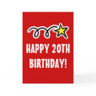Happy 20th Birthday Card For Men and Women